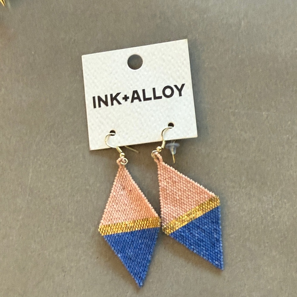 INK+ALLOY Pink and Blue Beaded Earrings